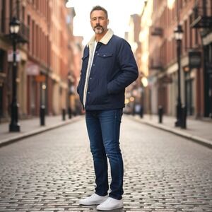 Levi's Men's Premium Multi Pocket Snap Up Sherpa Coach Trucker Jacket‎ Size Med